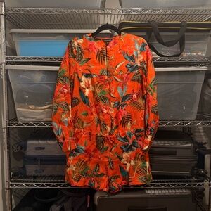 Catherine Ghee Linen Jumpsuit - Orange Tropical